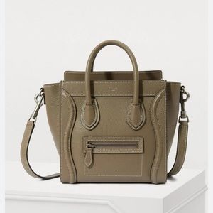 Celine Nano Crossbody Bag in Drummed Calfskin - Souris color